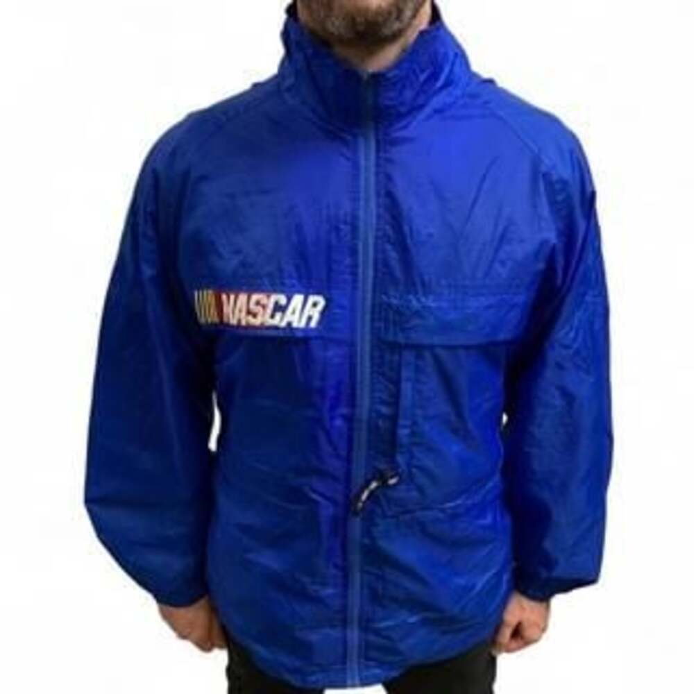 NASCAR Blue Classic Windbreaker Nylon Chase Authentics Racing Jacket